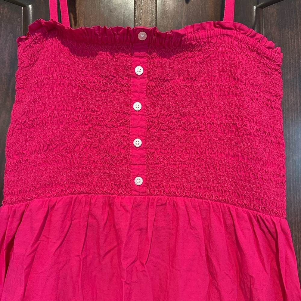 LOFT Bright Pink Smocked Smocked Eyelet Dress - Picture 5 of 9